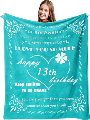 13th Birthday Gifts Blanket,13 Years Old Birthday Gifts Ideas for Daughter Son Granddaughter Grandson Niece Bestie