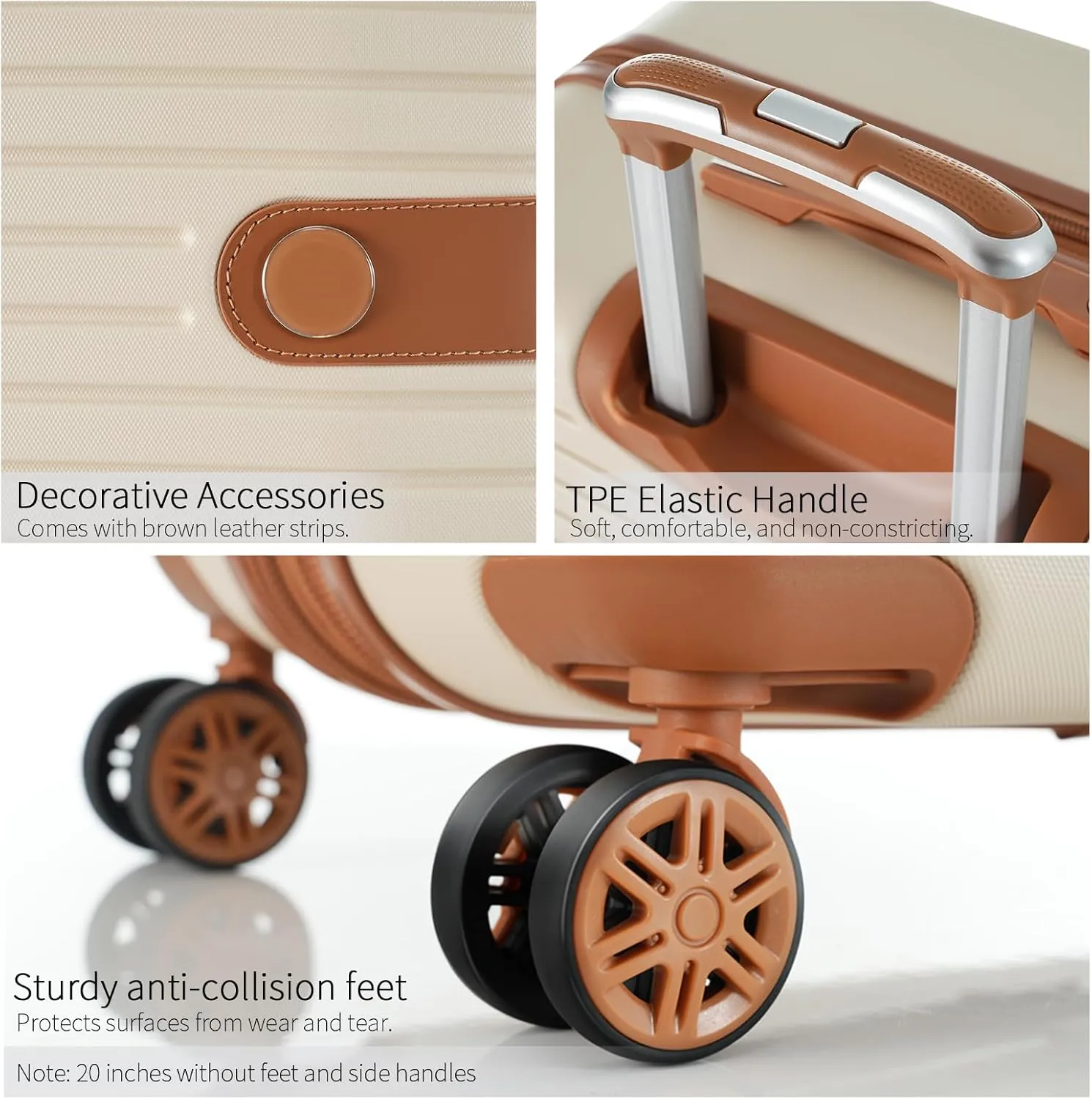 20" Modern Design 3 Piece caryy-on luggage with wheels ABS Luggage Carry On Suitcase Trolley Case Lightweight Black