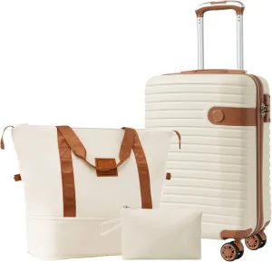 20" Modern Design 3 Piece caryy-on luggage with wheels ABS Luggage Carry On Suitcase Trolley Case Lightweight Black