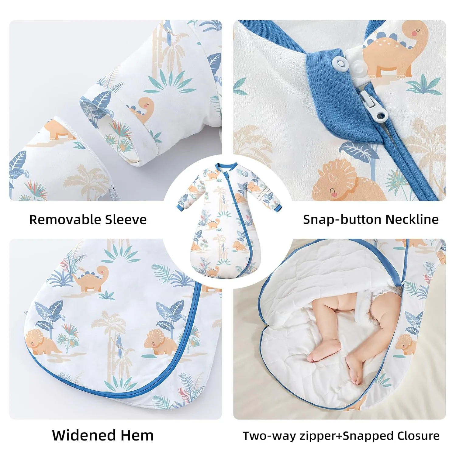 2.5 TOG Baby Sleep Sack for Winter 6-12 Months - Super Warm Quilted Wearable Blanket with Removable Sleeves, Two-Way Zipper for Easy Diaper Changes, Soft & Cozy Infant Sleeping Bag