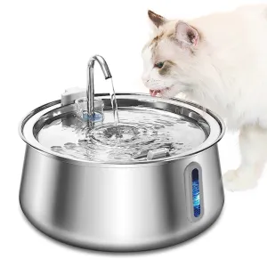 4 لتر القط الفولاذ المقاوم للصدأ التلقائي الحيوانات الأليفة Ultra هادئ الكلب مع فلتر 4L Stainless Steel Automatic Pet Cat Ultra Quiet Dog Waterer with Filter