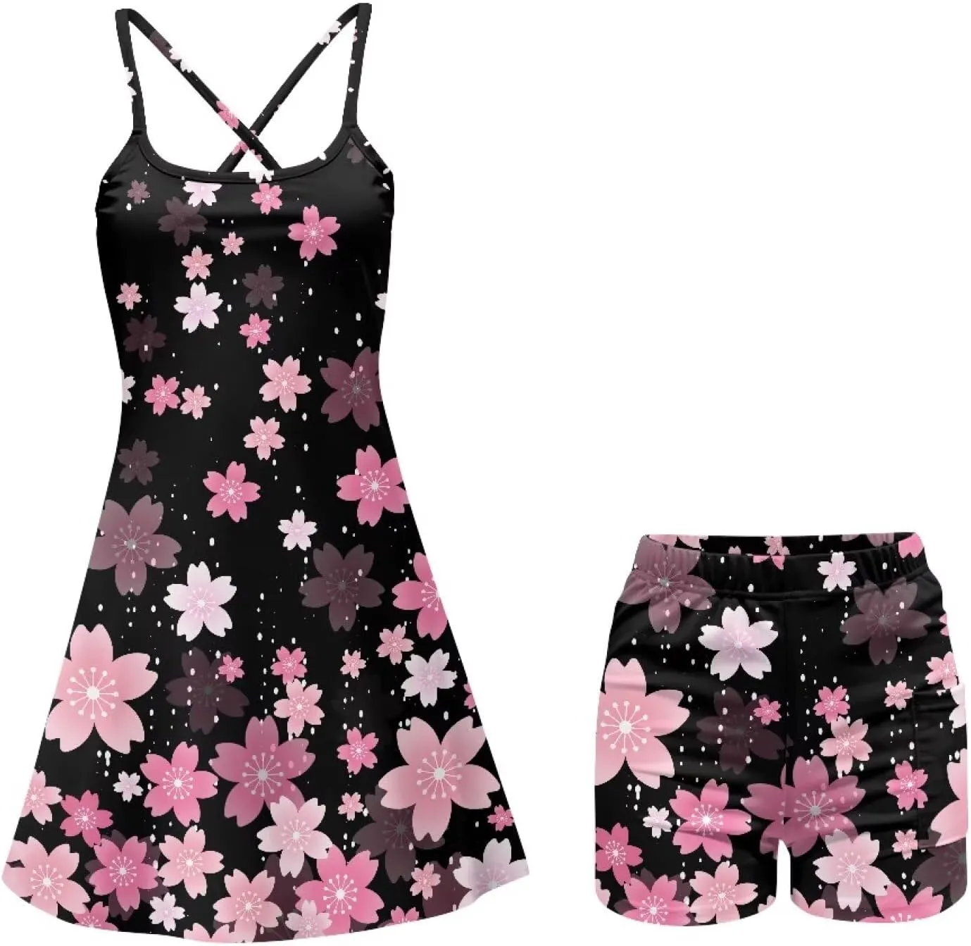 Active Dress with Shorts Underneath Tennis Dress Spaghetti Strap Casual Athletic Sports Outfits