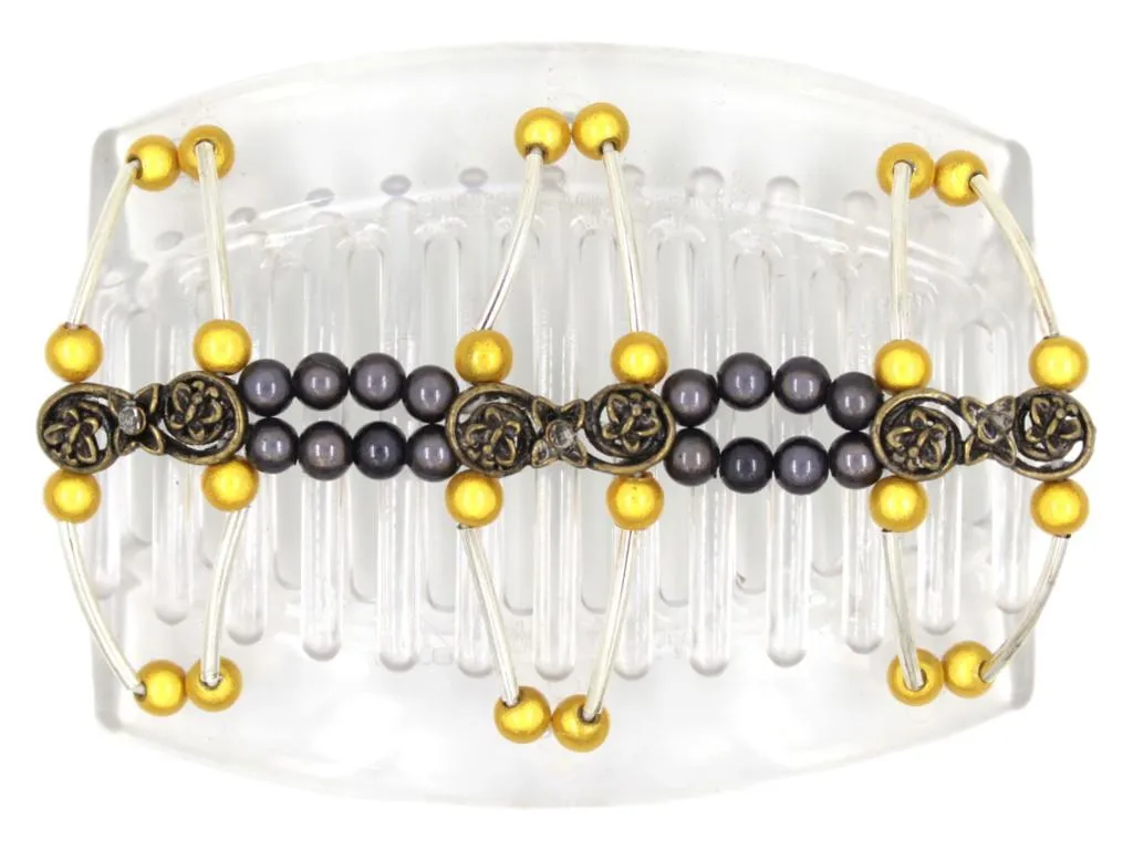 African Butterfly Thick Hair Comb - Flowers Clear 44