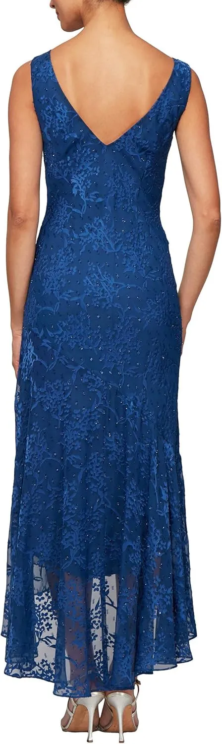 Alex Evenings Women's Sleeveless Printed Chiffon Mid-Length Dress with Jacket