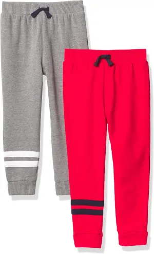 And Toddler Boy Active Striped Fleece Jogger Pants 2-pack