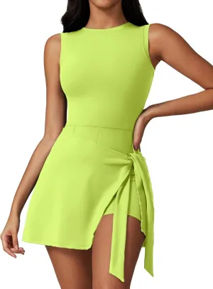 ATTRACO Tennis Dress Golf Outfits for Women Sleeveless Side Slit Active Dress Workout Romper Dresses