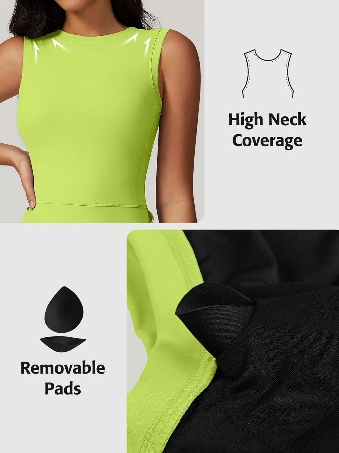 ATTRACO Tennis Dress Golf Outfits for Women Sleeveless Side Slit Active Dress Workout Romper Dresses