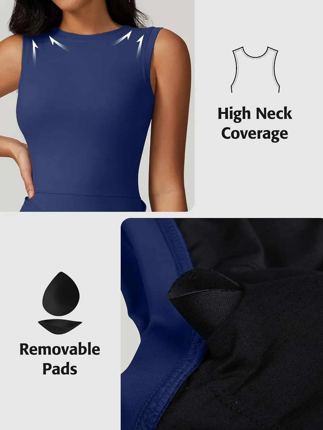 ATTRACO Tennis Dress Golf Outfits for Women Sleeveless Side Slit Active Dress Workout Romper Dresses
