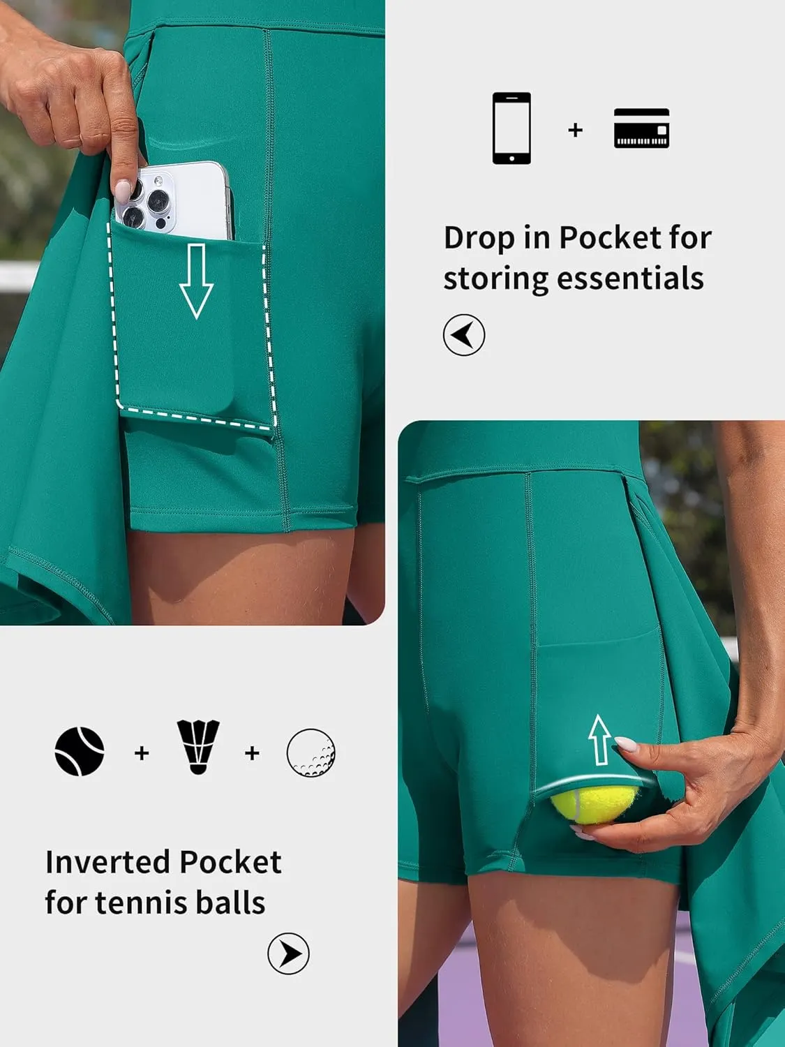 ATTRACO Tennis Dress Golf Outfits for Women Sleeveless Side Slit Active Dress Workout Romper Dresses