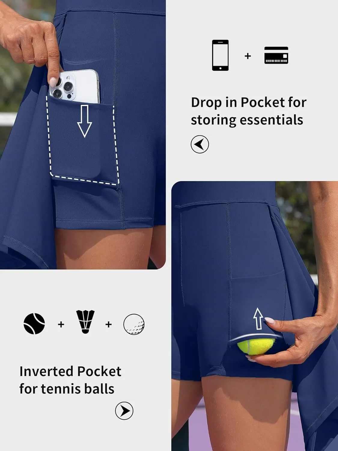 ATTRACO Tennis Dress Golf Outfits for Women Sleeveless Side Slit Active Dress Workout Romper Dresses