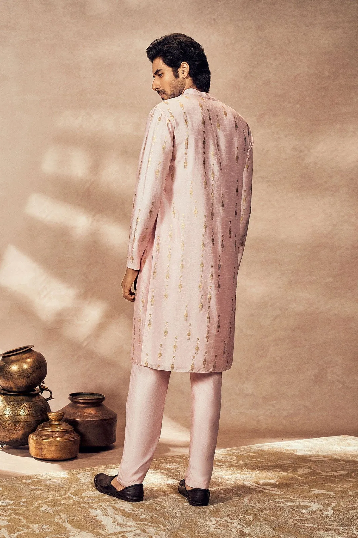 Baby Pink Tribal Pillar Kurta Set