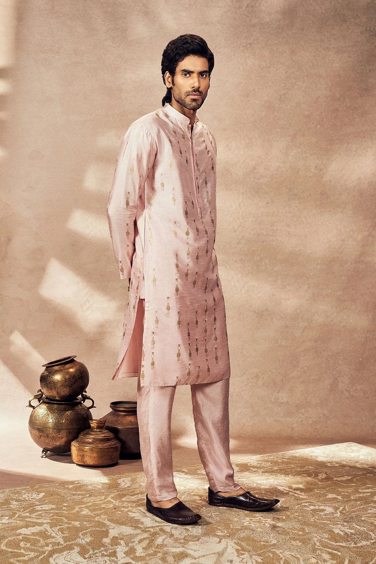 Baby Pink Tribal Pillar Kurta Set