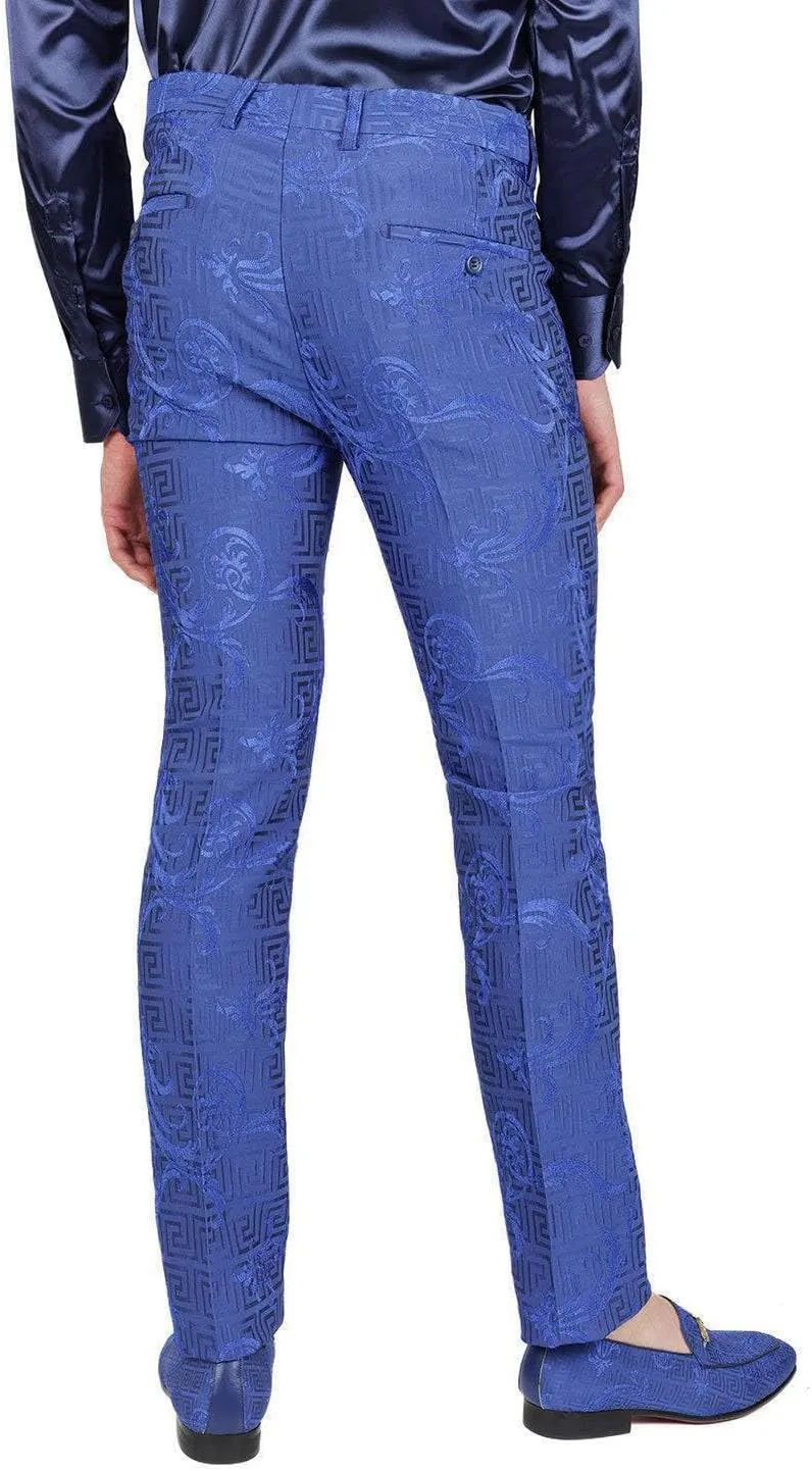 Barabas Men's Greek Pattern Floral Baroque Luxury Prom Blazer CP3100