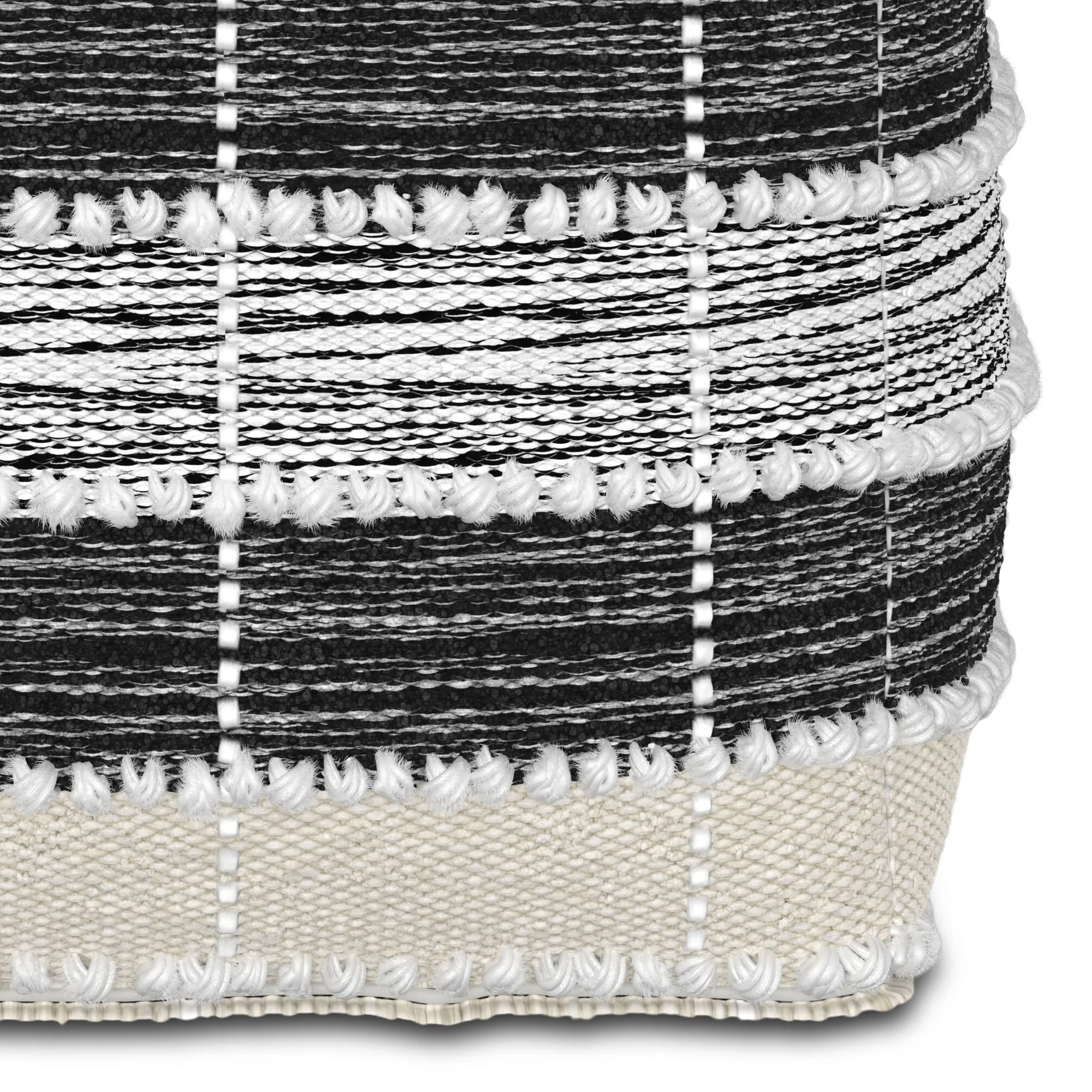 Barley - Square Pouf - White / Beige / Black by Couch.com
