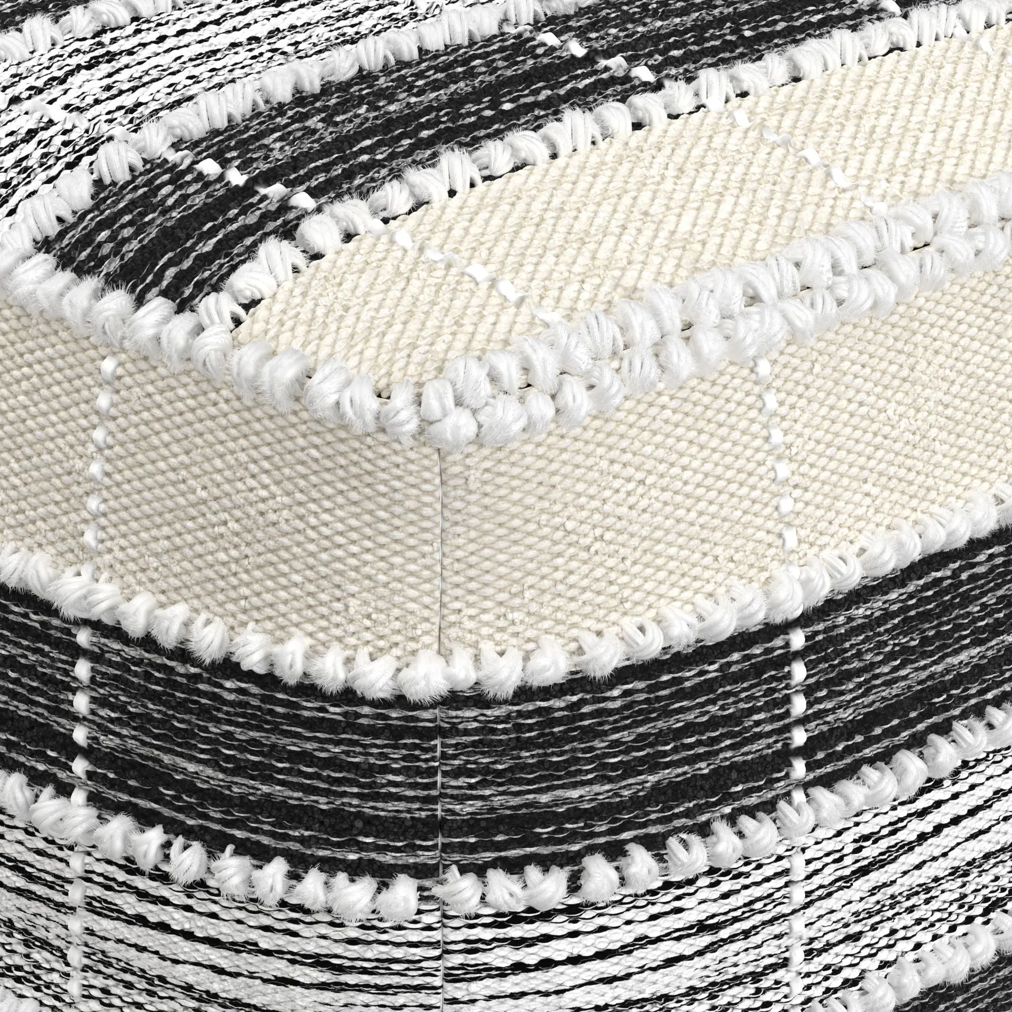 Barley - Square Pouf - White / Beige / Black by Couch.com
