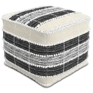 Barley - Square Pouf - White / Beige / Black by Couch.com