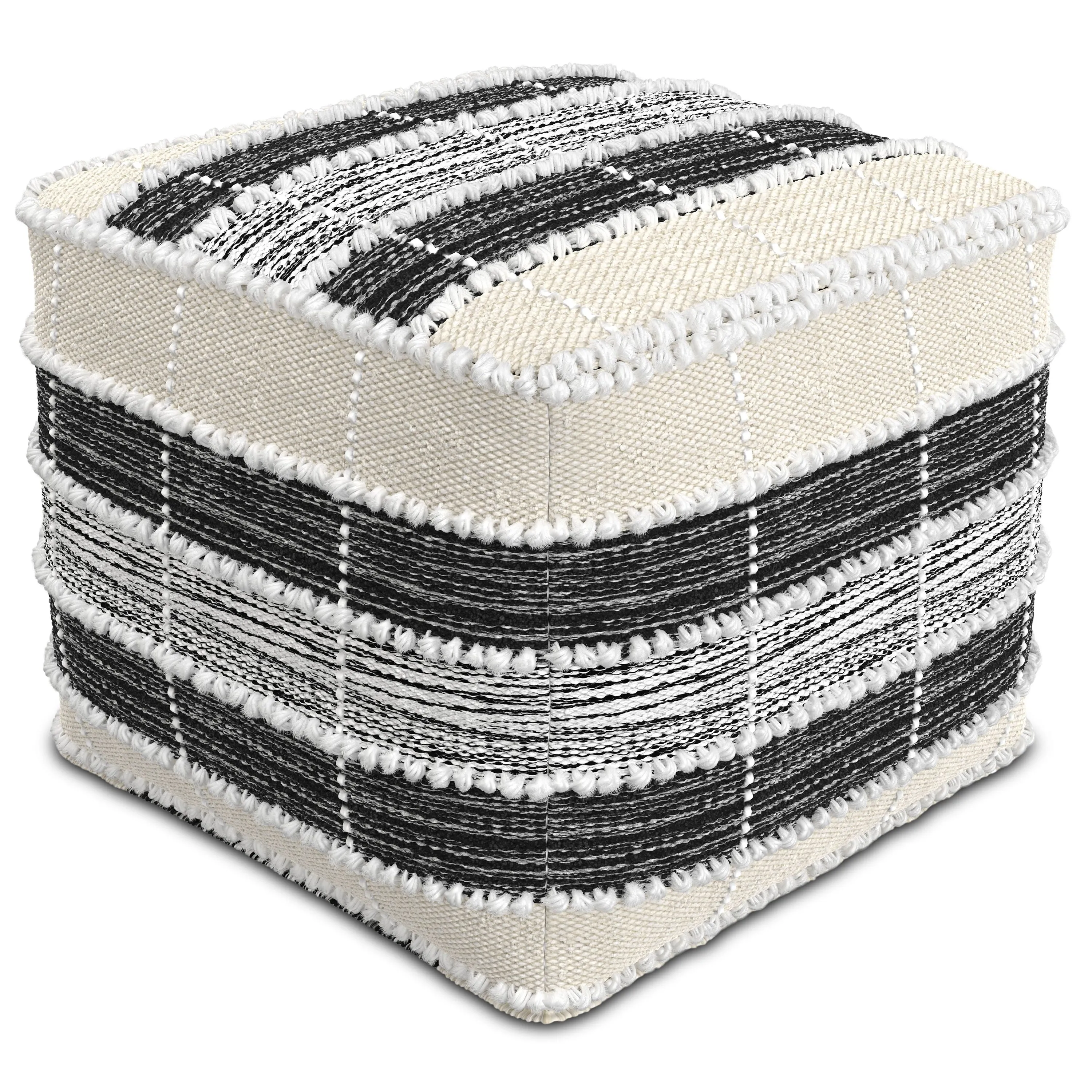 Barley - Square Pouf - White / Beige / Black by Couch.com
