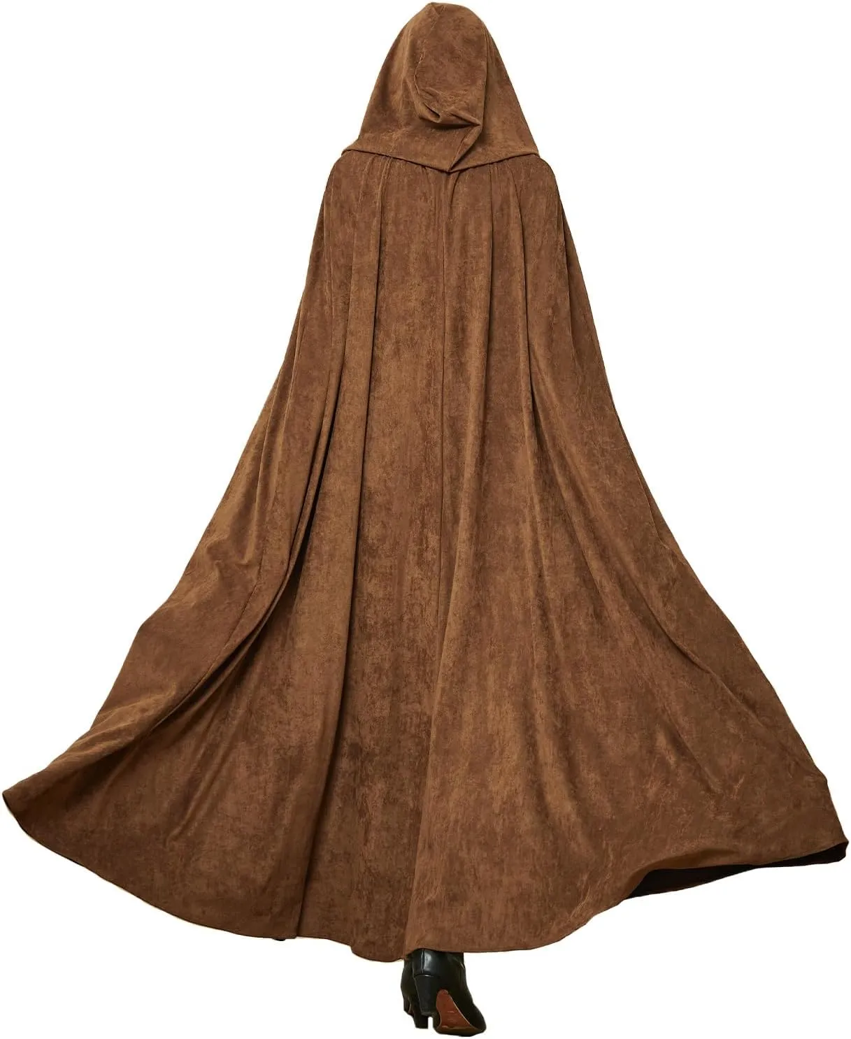 BEAUTELICATE Renaissance Hooded Cloak Cosplay Medieval Hobbit Halloween Suede Wizard Cape