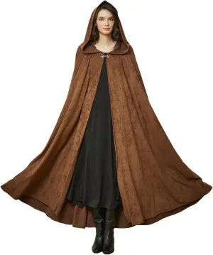 BEAUTELICATE Renaissance Hooded Cloak Cosplay Medieval Hobbit Halloween Suede Wizard Cape