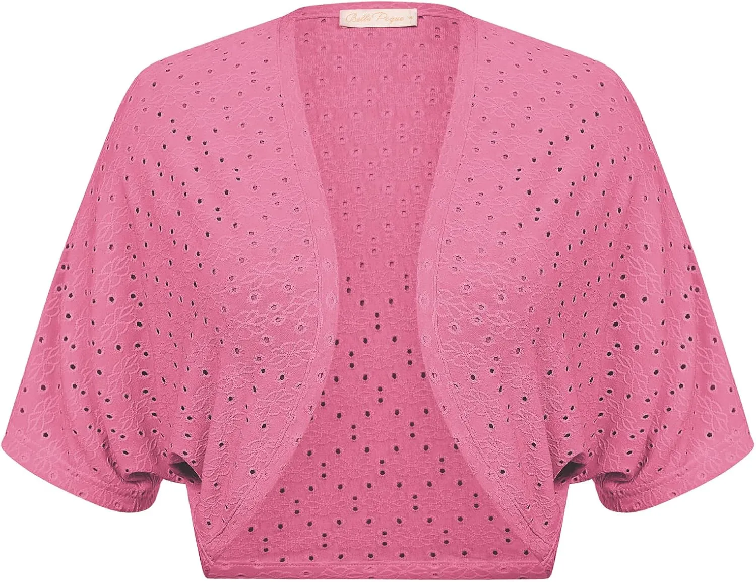 Belle Poque Women's Open Front Bolero Shrug Batwing Short Sleeve Cropped Cardigan Lightweight