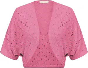 Belle Poque Women's Open Front Bolero Shrug Batwing Short Sleeve Cropped Cardigan Lightweight