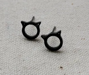 Black Cat Stud Earrings