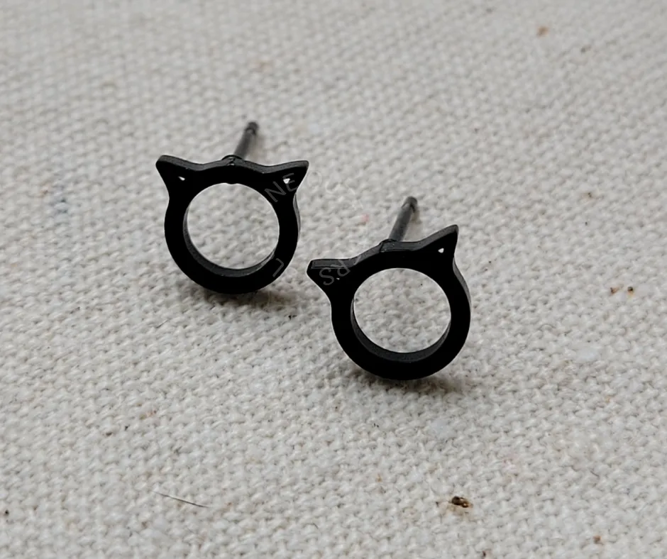 Black Cat Stud Earrings