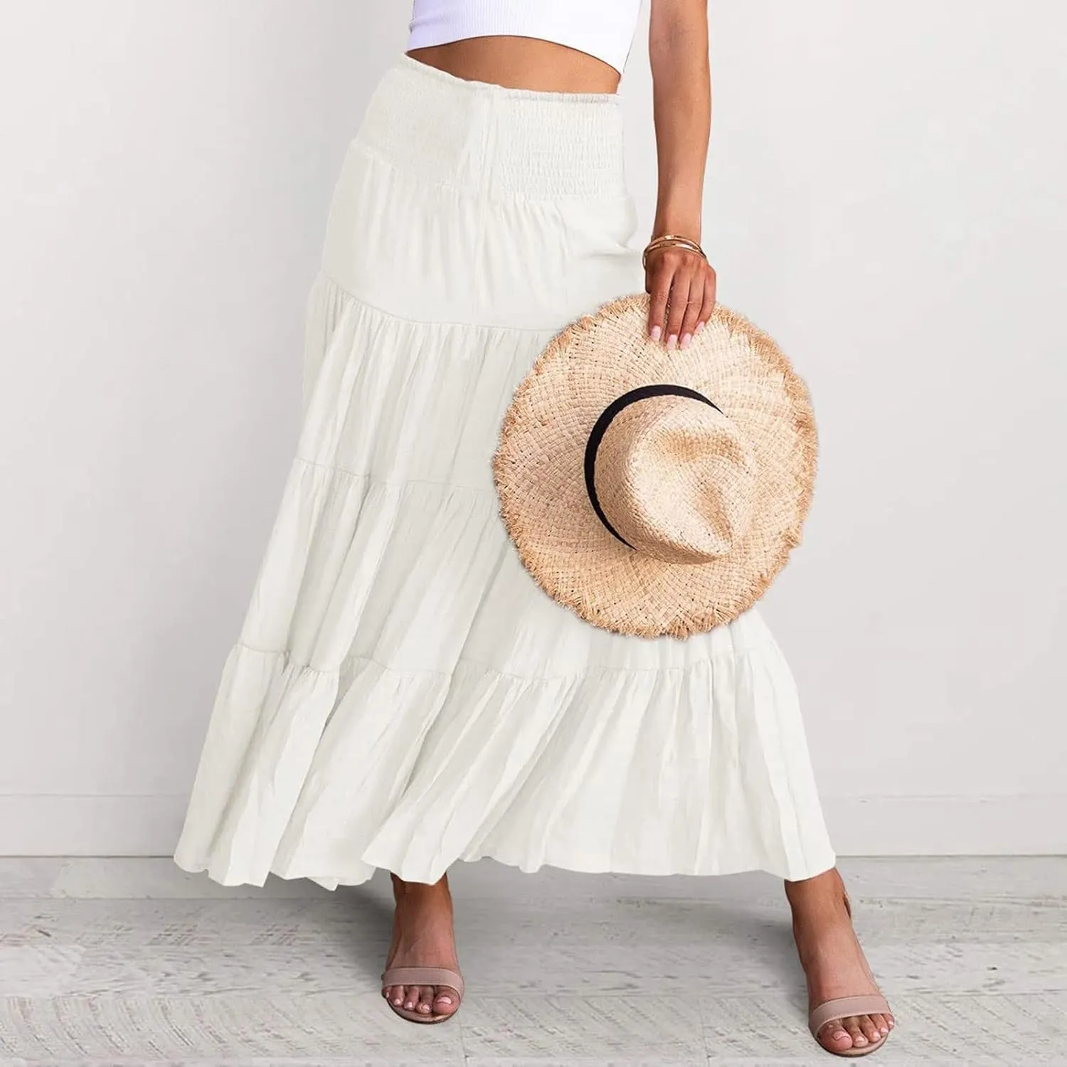 Boho Women Skirts Summer A Line Dress Pleated Solid High Rise Waist Skirt 2023 Graceful Robe Tennis Skirts Cute