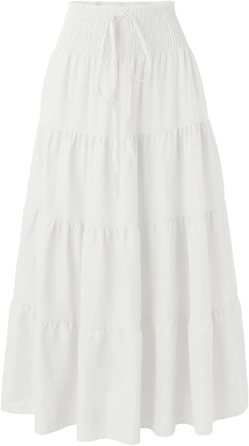 Boho Women Skirts Summer A Line Dress Pleated Solid High Rise Waist Skirt 2023 Graceful Robe Tennis Skirts Cute