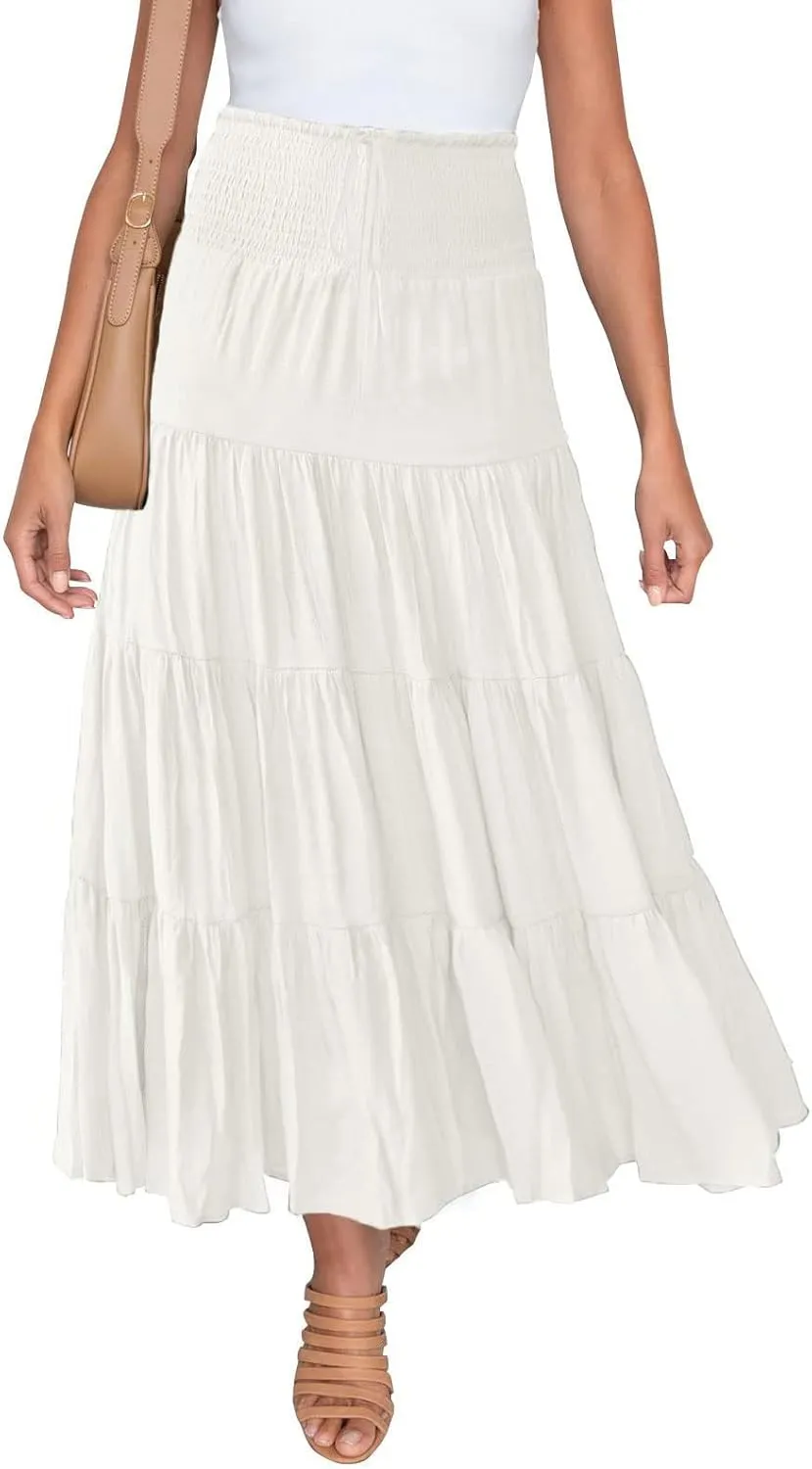 Boho Women Skirts Summer A Line Dress Pleated Solid High Rise Waist Skirt 2023 Graceful Robe Tennis Skirts Cute