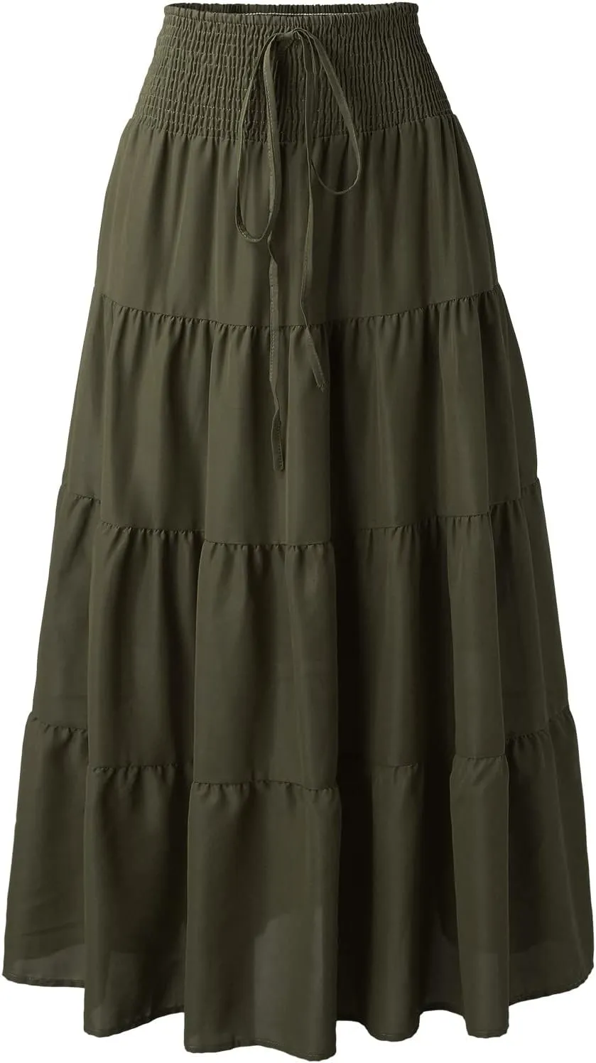 Boho Women Skirts Summer A Line Dress Pleated Solid High Rise Waist Skirt 2023 Graceful Robe Tennis Skirts Cute