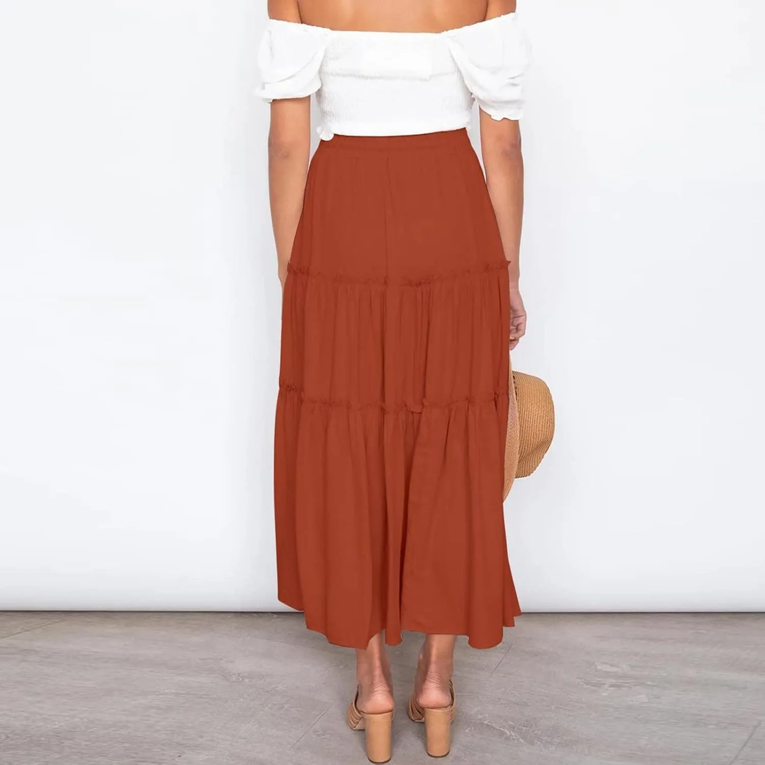 Boho Women Skirts Summer A Line Dress Pleated Solid High Rise Waist Skirt 2023 Graceful Robe Tennis Skirts Cute