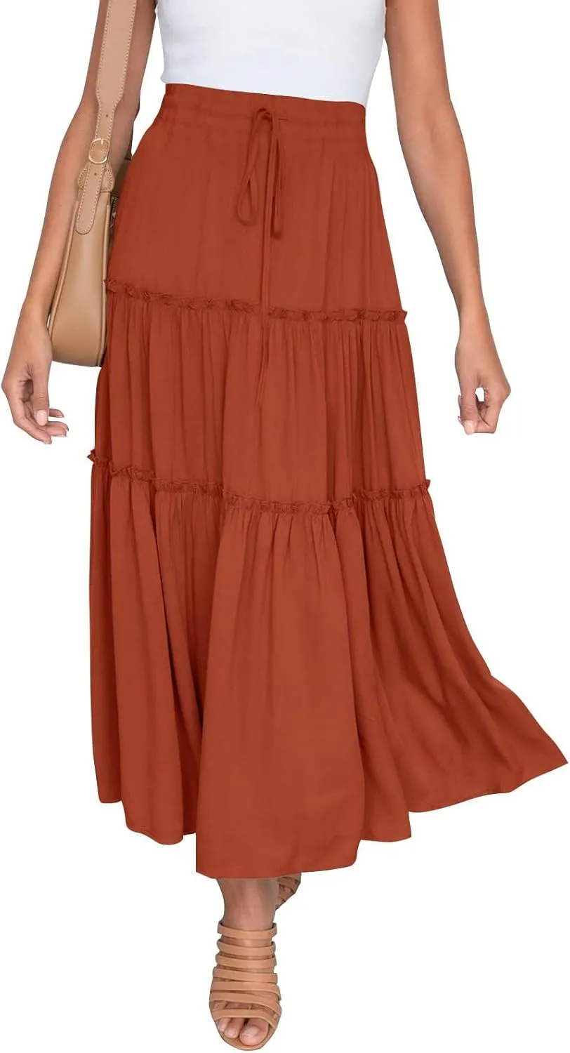 Boho Women Skirts Summer A Line Dress Pleated Solid High Rise Waist Skirt 2023 Graceful Robe Tennis Skirts Cute