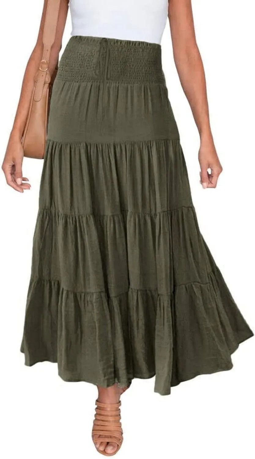 Boho Women Skirts Summer A Line Dress Pleated Solid High Rise Waist Skirt 2023 Graceful Robe Tennis Skirts Cute