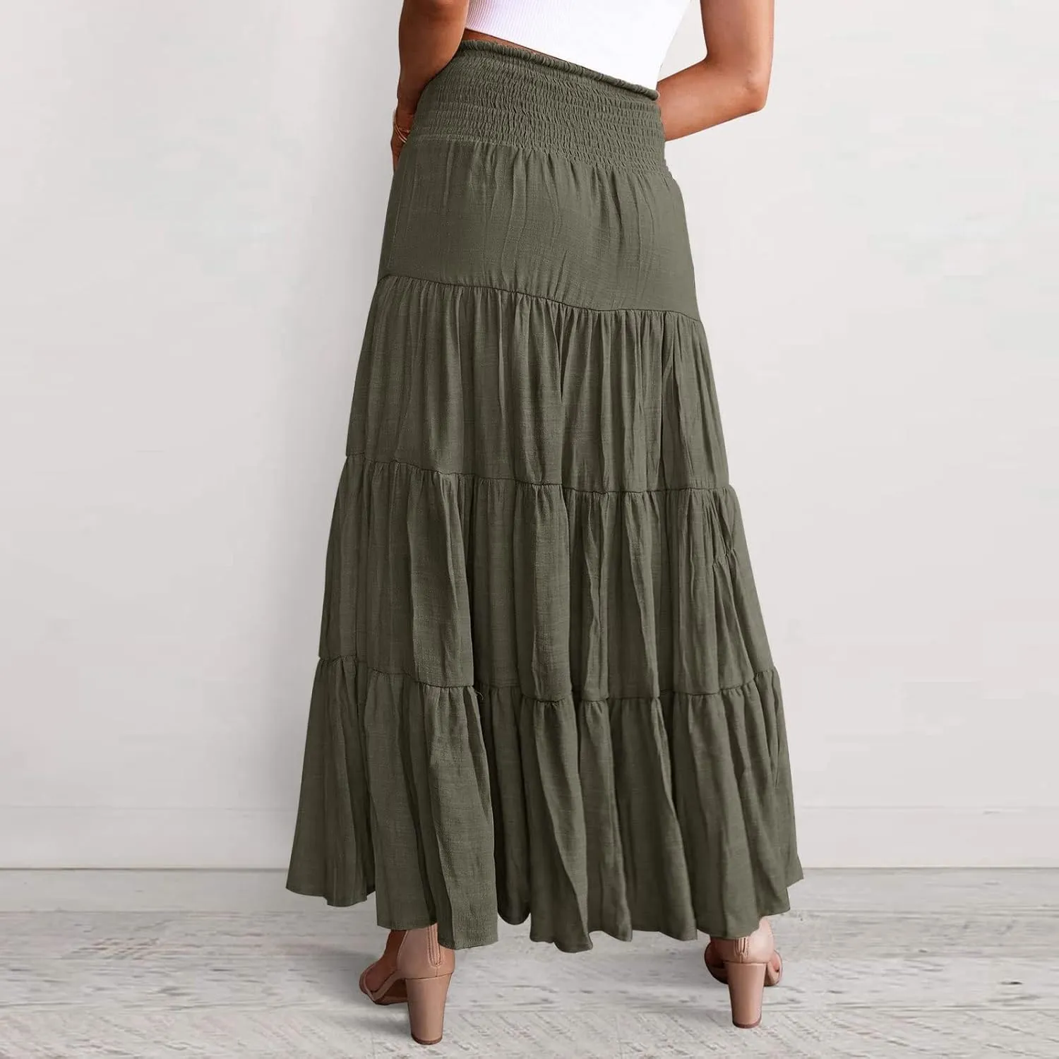 Boho Women Skirts Summer A Line Dress Pleated Solid High Rise Waist Skirt 2023 Graceful Robe Tennis Skirts Cute
