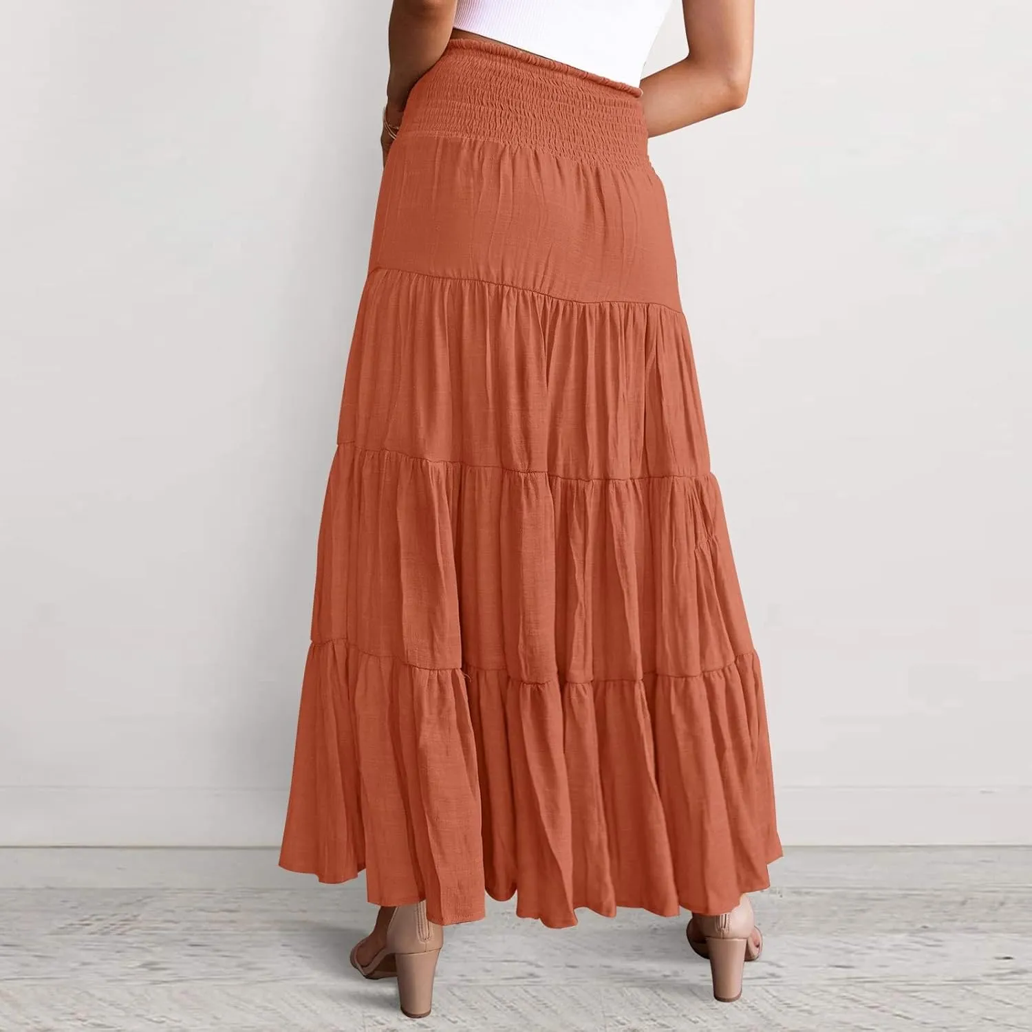 Boho Women Skirts Summer A Line Dress Pleated Solid High Rise Waist Skirt 2023 Graceful Robe Tennis Skirts Cute