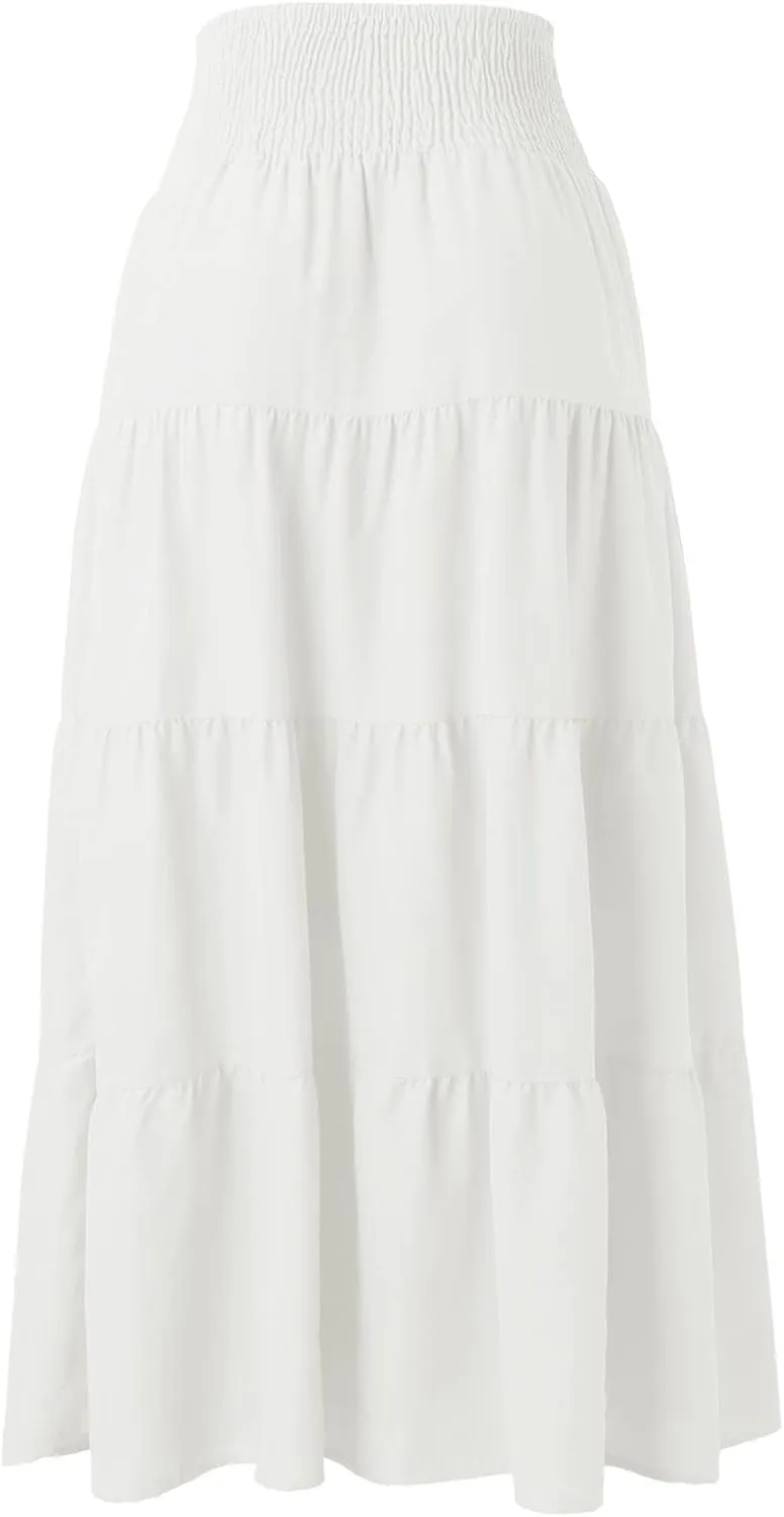 Boho Women Skirts Summer A Line Dress Pleated Solid High Rise Waist Skirt 2023 Graceful Robe Tennis Skirts Cute