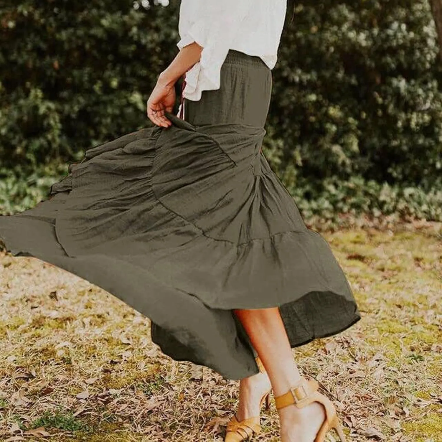 Boho Women Skirts Summer A Line Dress Pleated Solid High Rise Waist Skirt 2023 Graceful Robe Tennis Skirts Cute