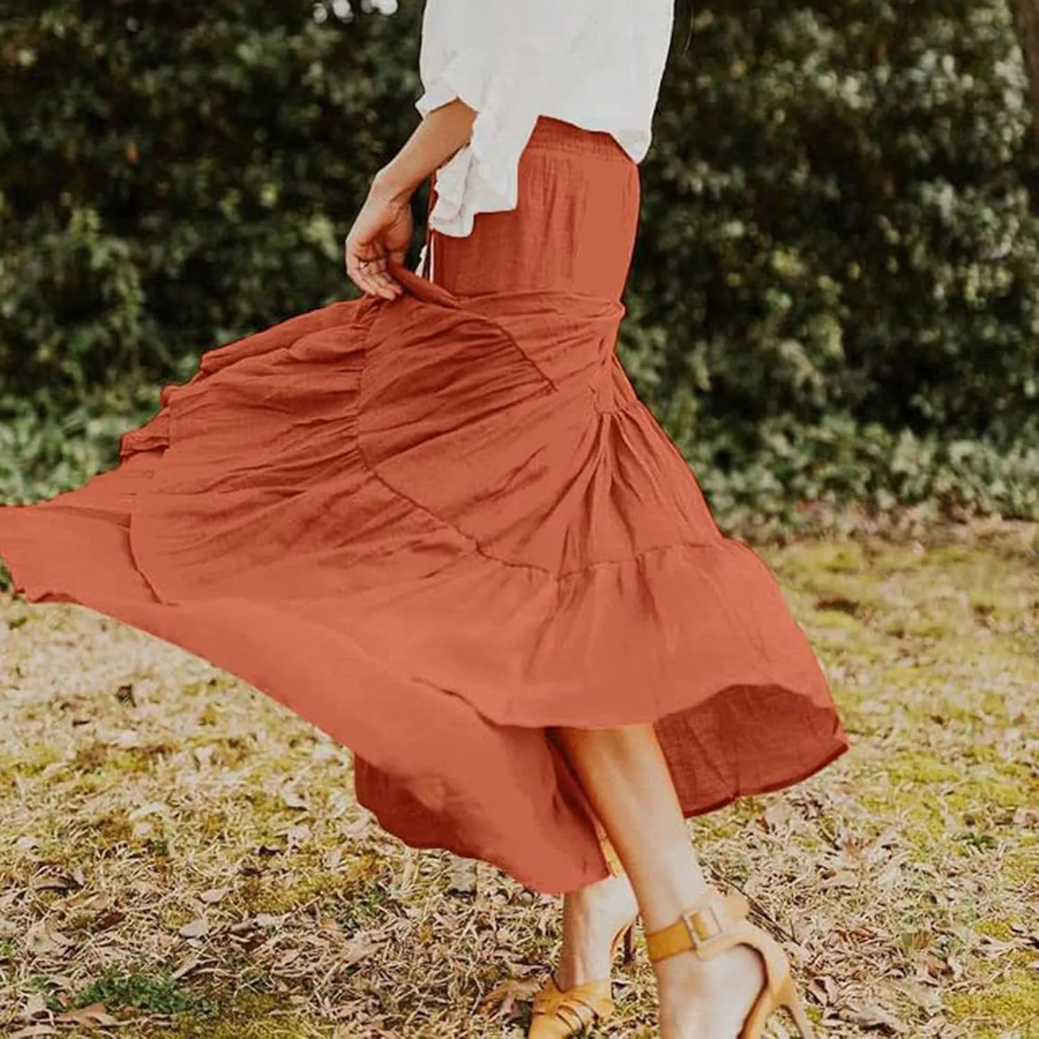 Boho Women Skirts Summer A Line Dress Pleated Solid High Rise Waist Skirt 2023 Graceful Robe Tennis Skirts Cute