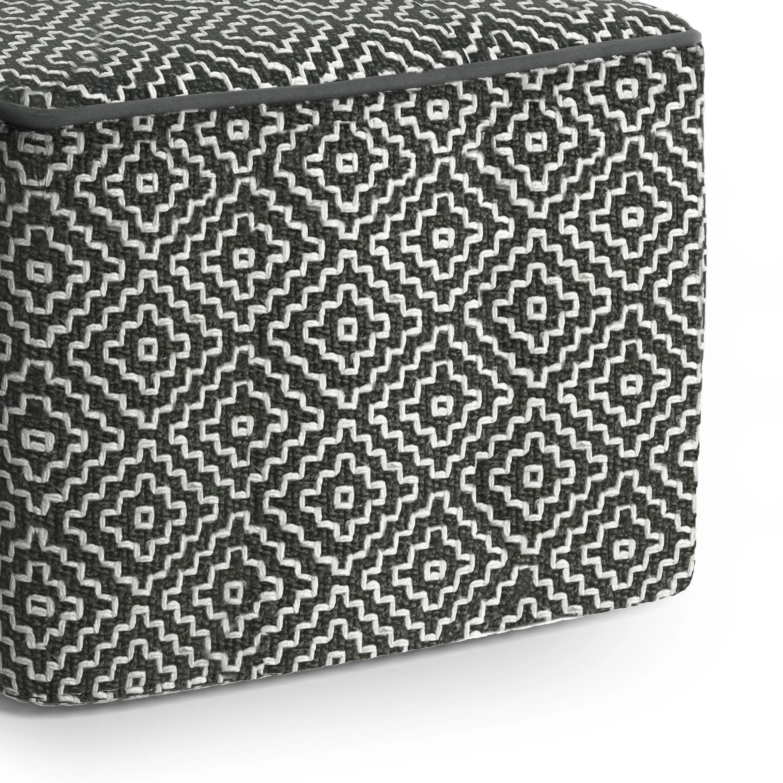 Briella - Square Woven Outdoor / Indoor Pouf - Gray / White by Couch.com