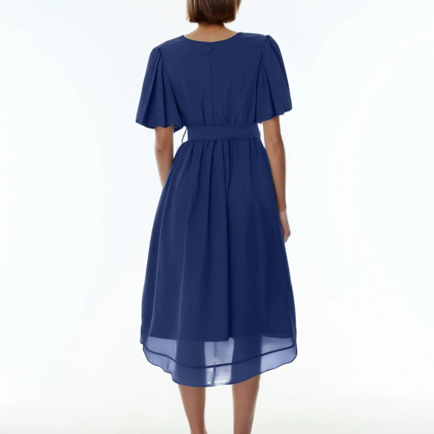 Chiffon Dresses for Women,Flowy Wrap Wedding Guest Cocktail Prom Womens Spring Summer Dress Sexy Midi Dresses
