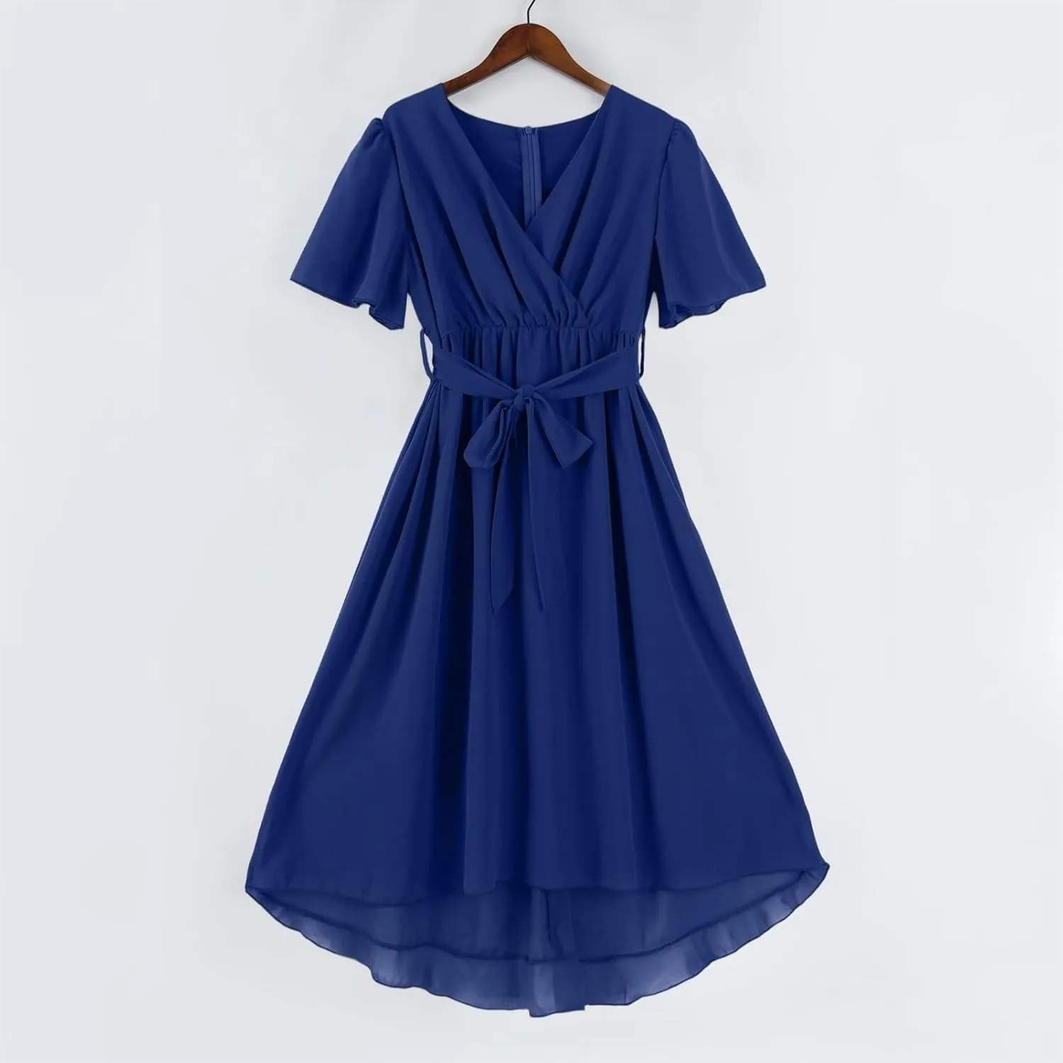 Chiffon Dresses for Women,Flowy Wrap Wedding Guest Cocktail Prom Womens Spring Summer Dress Sexy Midi Dresses