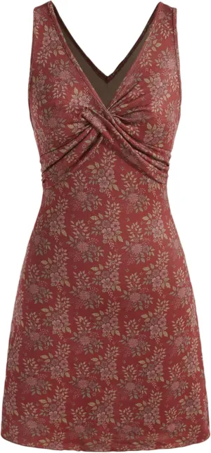 CIDER Women Summer Floral Dress V Neck Sleeveless Mini Dresses Casual Cute Short Sundress