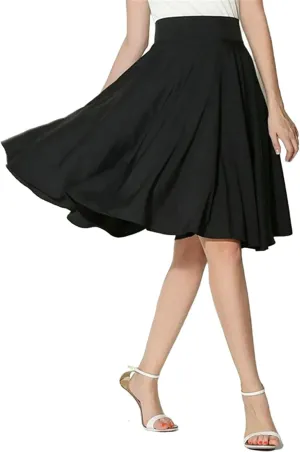 Classic Solid Color Retro Knee Length Pleated Midi SkirtFor Girls Preppy Stylefashion Sweet High Waist A-line Dress