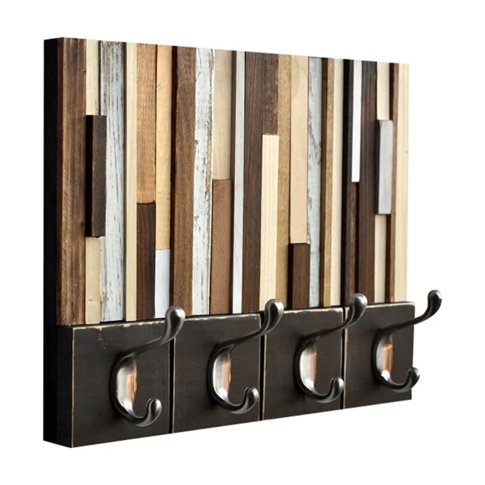 Coat Rack - Hang Keys and Dog Leashes - Reclaimed wood coat rack - 14x11
