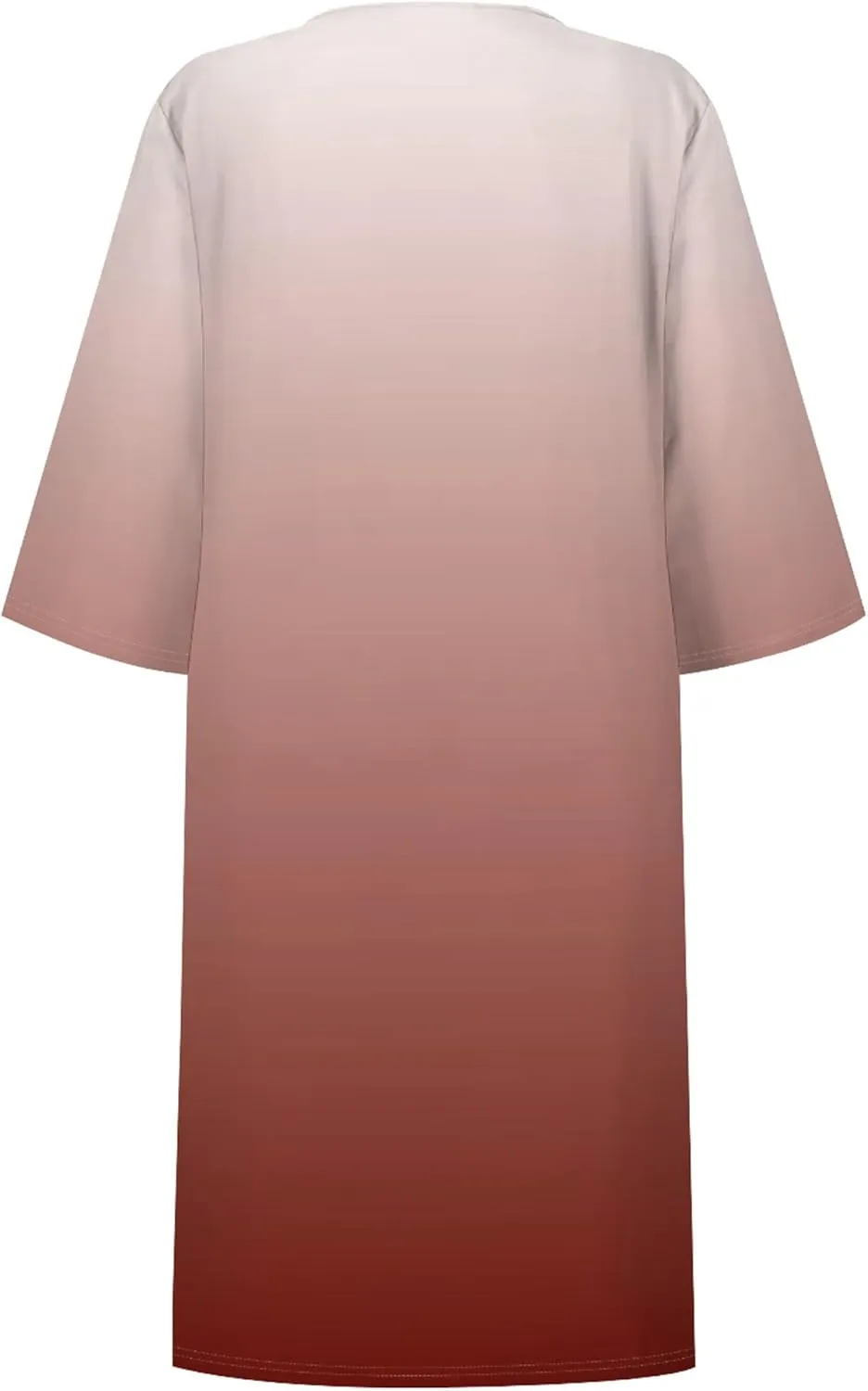 Cotton Linen Solid Baggy Dresses for Women 2024 Summer Elegant V Neck 3/4 Sleeve Midi Casual Beach T Shirt Maxi Sun Dress