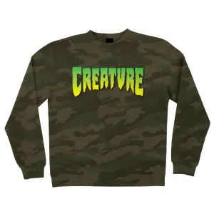 Creature Logo Crew Neck Mens Sweatshirt, Forest Camo