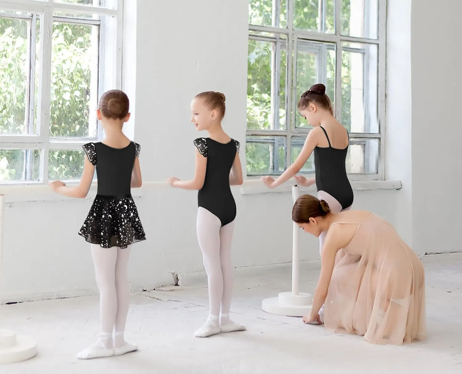 DANSHOW Girls Short Sleeve Leotard with Skirt Kids Dance Ballet Tutu Dresses