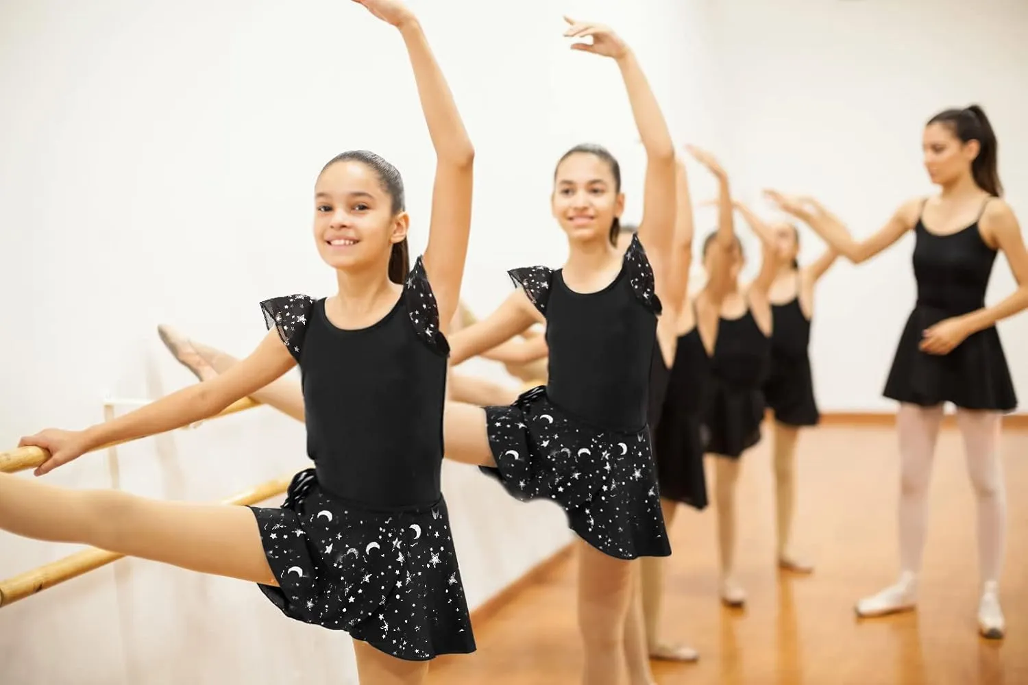 DANSHOW Girls Short Sleeve Leotard with Skirt Kids Dance Ballet Tutu Dresses