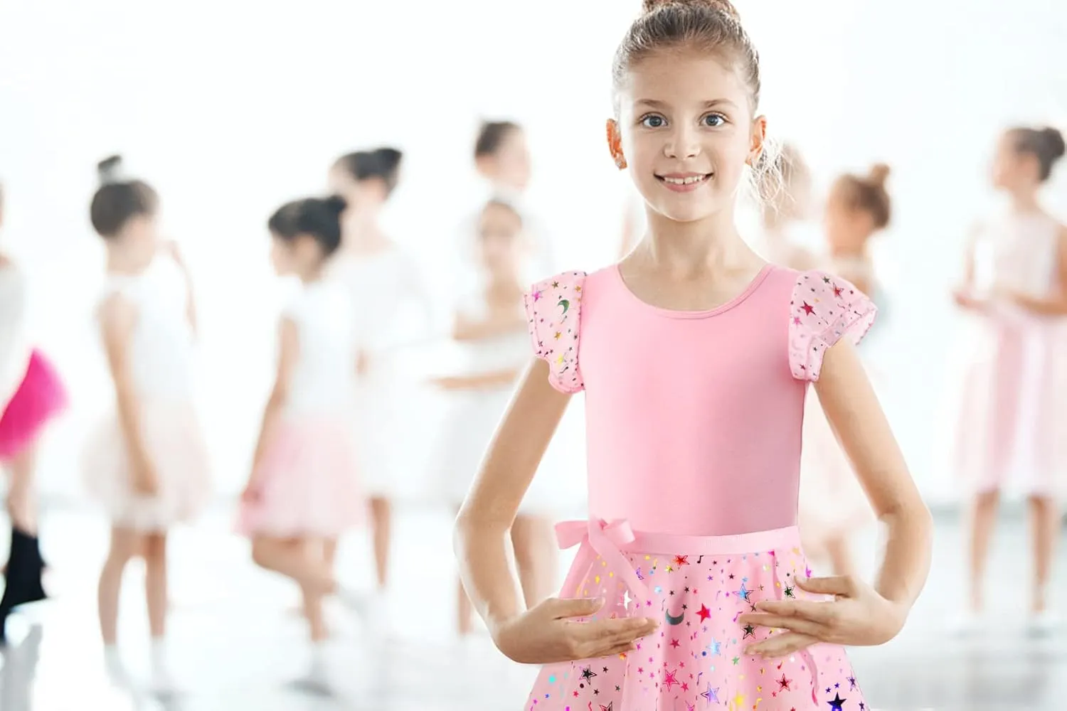 DANSHOW Girls Short Sleeve Leotard with Skirt Kids Dance Ballet Tutu Dresses